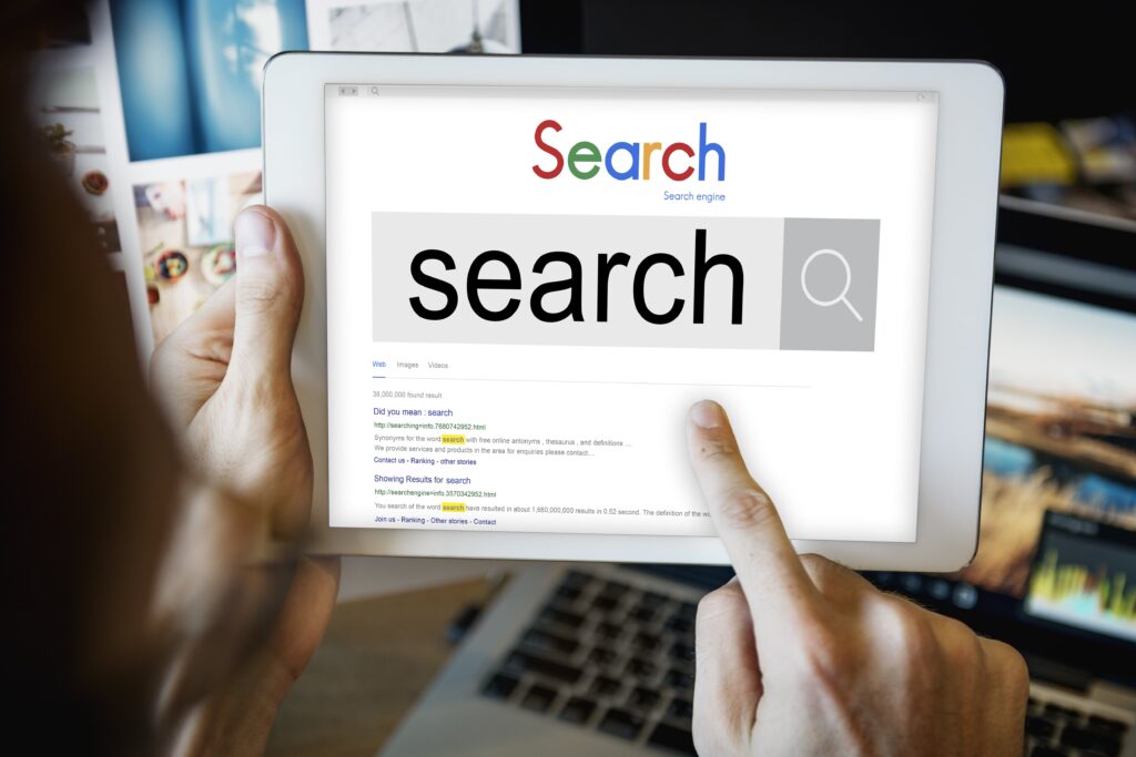 Searching for affordable SEO services on a tablet screen